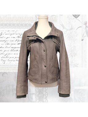 Vintage GUESS grey genuine leather jacket size L•...